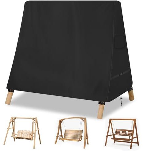 YMPPMKN Cubierta para Columpio de Jardín de Exterior A-Frame Tela Oxford 600D con Hebillas,Impermeable,Resistente al Viento, Funda Protectora para Columpio de Hollywood (200 * 140cm,Schwarz)