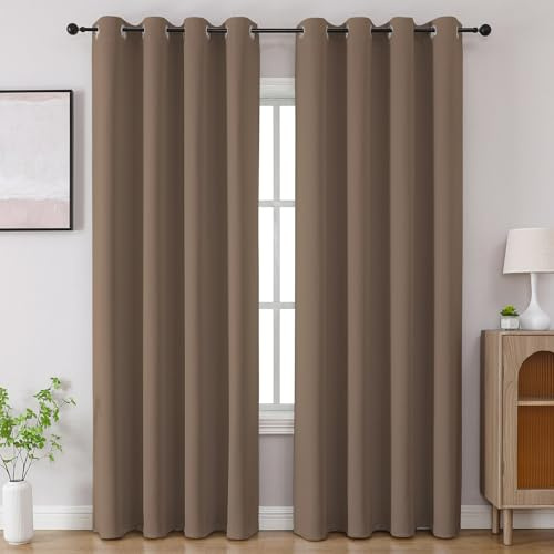 CUCRAF Khaki Blackout Curtains 84 inch Length 2 Panels Set, Room Darkening Drapes for Living Room Bedroom, Thermal Insulated Light Blocking Grommet Window Curtain (W52 x L84 Inch)