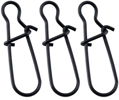 Alwonder Lot de 50 Agrafe Double en Noir Pêche Double Snap Fabriqué en INOX Permettent Changer Montages ou Leurres Facilement et Êviter Les Vrillages de Ligne #5