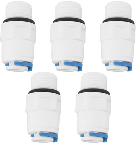 eMagTech 5 Pezzi 1/4 Filettatura Maschio A 1/4 Connettore Dritto Raccordi Pushfit Per l'installazione Di Filtri Di Ricambio Alloggiamenti Filtro Sistemi Di Filtraggio Dell'acqua A Osmosi Inversa