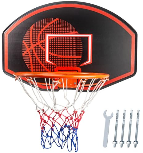 Large Wall Mounted Basketball Hoop, 36x24 Shatter-Proof Backboard with 18 Rim & Anti-Tear Net, Indoor Outdoor Basketball Hoop for Family Fun with Kids Adults