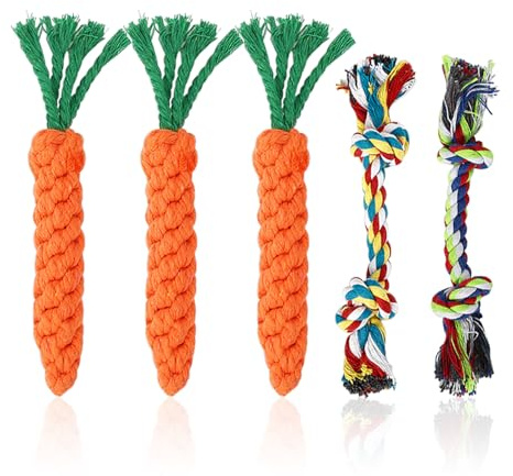 SGSCFG 3 Juguetes De Zanahoria Y Juguetes De Cuerda De 2 Nudos, Juguetes De Masticación para Perros, Herramientas De Molienda De Dientes De Cachorros, Suministros para Mascotas.