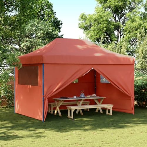 Vikbart festtält pop-up med 4 sidoväggar terrakotta