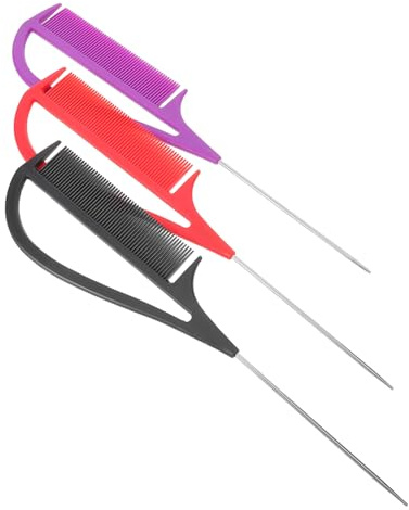 HAPINARY 3pezzi Pettine in Metallo per Riga da Parrucchiere Pettine per Suddivisione dei Capelli Coda di Topo per Distribuzione Precisa del Colore e Styling Creativo dei Capelli