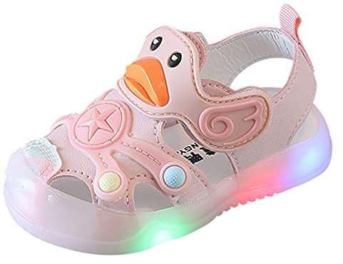 Sandalias luminosas LED para niños con suelas suaves para playa, ocio, diseño de dibujos animados para niñas y niños, Rosa., 22 EU