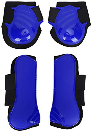 Juego de protectores para patas de caballo con carcasa de PU engrosada y almohadilla interior de neopreno elástico, protectores para las patas delanteras y traseras para salto y (Un conjunto de XL)