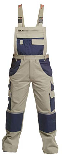 Charlie Barato Latzhose Herren Multipocket Latzhose Multipocket beige/hydronblau (DE/NL/SE/PL, Numerisch, 54, Regular, Regular)