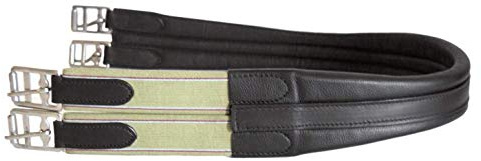 SIE EQUESTRIAN Contoured Leather Chafeless Girth Black Brown 46 /48 / 50 / 52 / 54 / 56 (BLACK, 56)