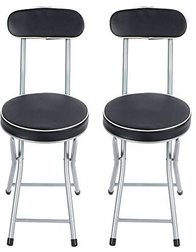 Ejoyous Klappstühle 2 Stück, Klappstuhl Kunstleder Besucherstuhl Faltstuhl klappbar mit Schwammkissen und PU-Leder für Wohnzimmer Büros Schlafzimmer 120kg / 264.6lb