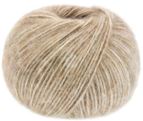 LANA GROSSA Natural Alpaca Pelo | Flauschige Netzgarnstruktur aus Baumwolle gefüllt mit Baby Alpakafasern und Merino Schurwolle | 50g Wolle zum Stricken & Häkeln | 125m Garn FB7