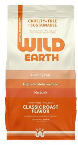 Wild Earth Vegan Dry Dog Food | Plant-Based Maintenance Formula | Vegetarian, Allergy Relief, Veterinarian-Developed for Complete Nutrition | Classic Roast Flavor, 28 Pound Bag