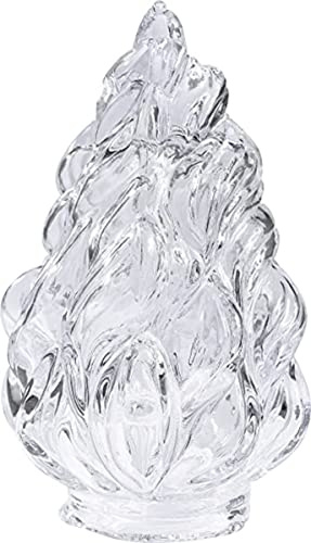 Fiamma in vetro trasparente di ricambio per lampade votive da cimitero | Altezza 12 cm, Diametro 6 cm, Diametro innesto 5 cm