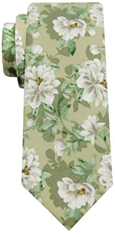 Mantieqingway Men's Skinny Ties 2.56'' Floral Print Neck Tie for Weddings, Groom, Groomsmen, Missions, Dances Corbata (Green Grey Floral)