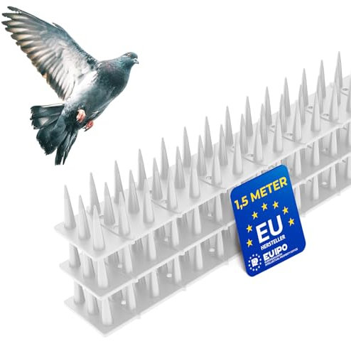 Système Anti-Pigeons en Plastique 1,5m (50 cm x 3 pièces) Blanc Répulsif pour Chats pour Le Jardin à Trois Rangs, Répulsif Contre Les Martres, Hautes Pointes Anti-Oiseaux pour Balcon, Clôture, Jardin