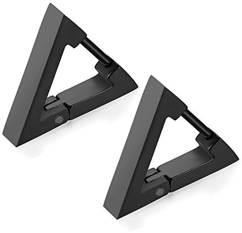 Flongo Boucles d'oreilles Triangle Faux Magnétiques: Boucles d'oreilles Homme Femme sans Trou Steampunk Clip-on Idées Cadeaux, Acier inoxydable