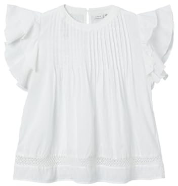 NAME IT Mädchen NKFFARIDE SS TOP NOOS Kurzarmbluse, Bright White, 158/164 cm