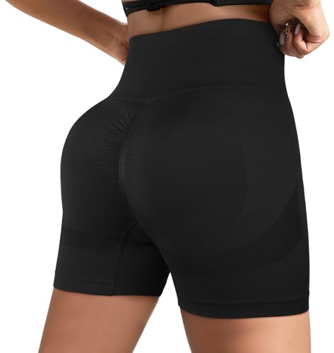 Lishang Pantalones Cortos Mujer Short Deportivo Leggings Push Up Cortos Mallas Cortas Deporte Cintura Alta Mallas Correr Sin Costuras Opaco Booty Butt Scrunch Leggins para Yoga Fitness Running