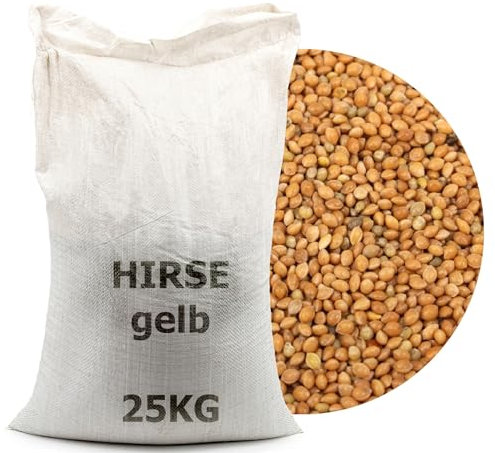 GardenGuru Hirse Gelb Weiß Vogelfutter für Wellensittiche, Großsittiche, Kanarienvögel, Wildtiere, Hühner, Fische, Hunde - 25 kg