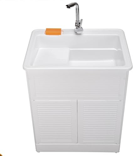 Lavandino per Lavanderia Indipendente con ASSE per Lavare, Lavandino per Lavanderia Stazione di Lavaggio con Rubinetto per Acqua Calda e Fredda