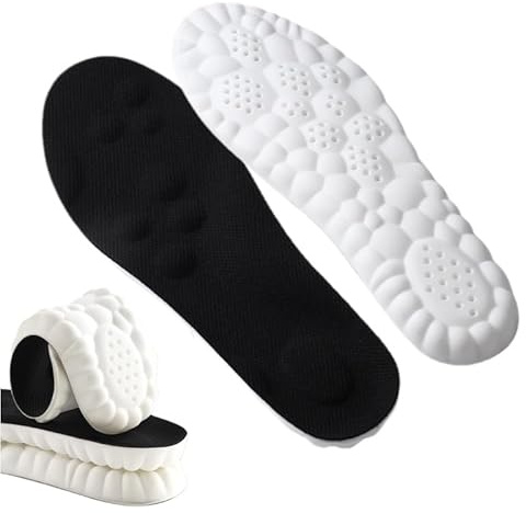 Semelles en mousse à mémoire de forme 4D avec support pour voûte plantaire orthopédique sport chaussures respirantes (noir, 43-44)