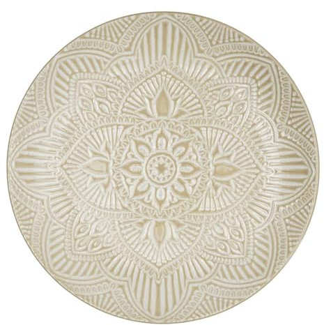HOME DECO FACTORY - KA0455, Assiette élégante en céramique Beige, Conçue pour Tous Les Repas, résistante et Facile à Entretenir, Conçue pour Servir Plats et Desserts, D27 cm, Beige