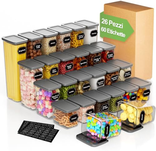 Homhut Vorratsdosen mit Deckel Luftdicht 26er, Vorratsbehälter mit Deckel, Aufbewahrungsbox Küche Aufbewahrung, Luftdichte Vorratsdosen, Vorratsdose für Mehl Zucker Müsli