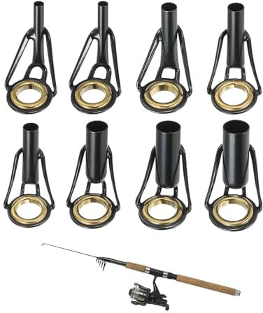 TPZORJX Kit de reparación de puntas de caña de pescar de 2-6 mm, 8 anillas de acero inoxidable para reemplazar la caña de pesca en agua salada y dulce, dorado
