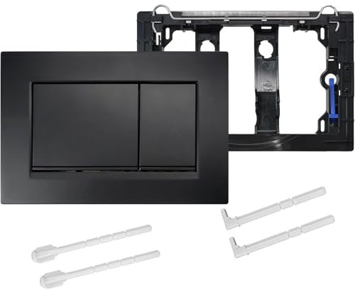 Drückerplatte mit Spülauslöser- Set, Drückerplatte WC mit Der Geberit Sigma 30 Kompatibel, ABS- Kunststoff für Haltbarkeit und Langlebigkeit, Einfache Installation (Schwarz)