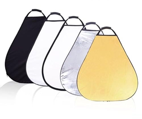 REFLEX CAMERA 5-in-1 Triangle Photography Reflector 30cm (11.8in) | Gold Silver White Transparent Black | Single-Hand Grip | Portable Durable Light Reflector with Carrying Case (30cm (11.8in))