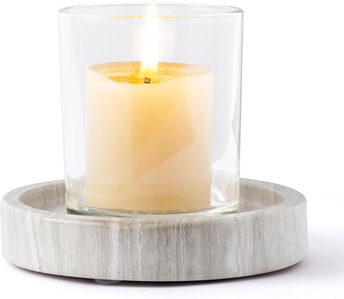 Noble candelabro de mármol 16 x 16 x 4 cm – Plato para velas para boda, casa, bandeja decorativa, almacenamiento de joyas, versátil para salón y dormitorio