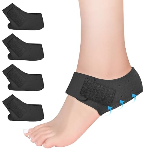 EASICUTI Plantar Fasciitis Gel Heel Protectors, 2 Pairs Heel Cups for Heels Spur Achilles Tendinitis Pain Relief Dry Cracked Heel Support Cushion Inserts Pads (Black, S:Women 4.5-9 / Men 5-8)