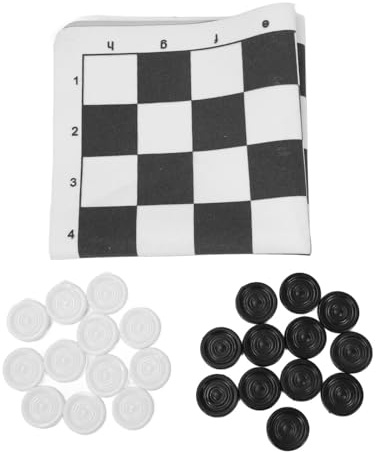 Omquot Set di Dama Gioco da Tavolo Educativo Portatile in Pelle PU per Feste di Riunioni di Famiglia 24 Pezzi (#1)