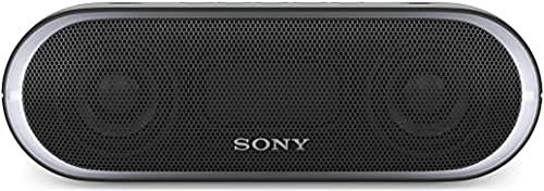 Sony SRS-XB20 Tragbarer, kabelloser Lautsprecher (farbige Lichtleiste, Extra Bass, Bluetooth, NFC, wasserabweisend, bis zu 12 Stunden Akkulaufzeit, Wireless Party Chain) Schwarz
