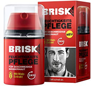 BRISK Feuchtigkeitspflege mit Malz-Extrakt für geschmeidige Männerhaut – Schnell einziehende, feuchtigkeitsspendende Gesichtscreme – 1 x 50 ml