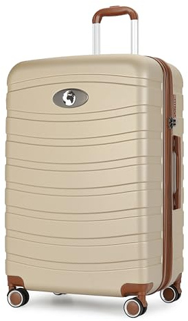 Premium Reisekoffer 4 Rollen – Hartschalen Trolley Koffer, Leicht & Stabil, TSA-Schloss, Erweiterbar, Großes Fassungsvermögen – Perfekt für Urlaub & Geschäftsreisen Champagner Mittlerer Koffer 24 Zoll