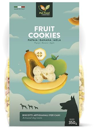 2G Pet Food Fruit Cookies Biscotti per Cani alla Frutta Snack Naturale e Salutare Made in Italy con papaia, mela e banana Croccanti e Genuini Perfetti per Tutte le Taglie e Età