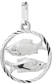 NKlaus Fische Sternzeichen 925 Sterlingsilber 15mm Kettenanhänger Zodiak Horoskop 9172