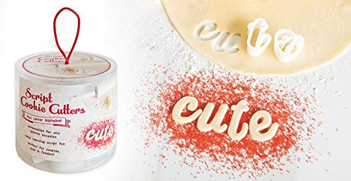 Talisman Designs Script Cookie Cutters | Set of 26 | White | Made of BPA Free Plastic | Small Letter Cutters for Cookies, Pies, Dough & Fondant | Baking Alphabet Cookie Cutters