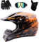 WEITY Motocross Helm, Vollvisierhelm Quad Absturz ECE Downhill Dirt Bike MX ATV Erwachsener Motorradhelm Handschuhe, Schutzbrille, Maske 4-teiliges Set, orange (L)