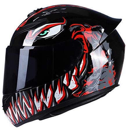 GoolRC Motorrad Integralhelm, Klapphelm mit Visier, Sicherheitsschnalle , Belüftung Design, Modisch Moped Chopper Helm für Erwachsene Männer Frauen(Größe L)