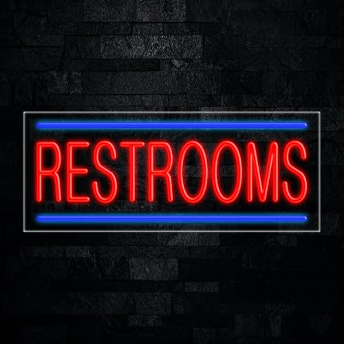 Restrooms led neon sign 30L x 12H #30287 Custom LED Light for Business Logo, Home, Event, office, Wedding – Bright, Energy-Saving Wall Decor