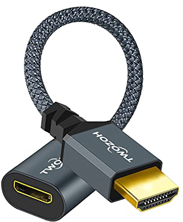 Twozoh Adaptador HDMI Macho a Mini HDMI Hembra, Macho HDMI a Hembra Mini (Tipo A a Tipo C) 3D/4K 1080p HDMI 2.0 (20CM)