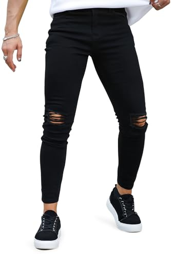 GINGTTO Mens Skinny Jeans Super Stretch Ripped Denim Trousers | Casual,with pockets,Business,Super Stretch,Tapered Leg,Streetwear,Comfortable