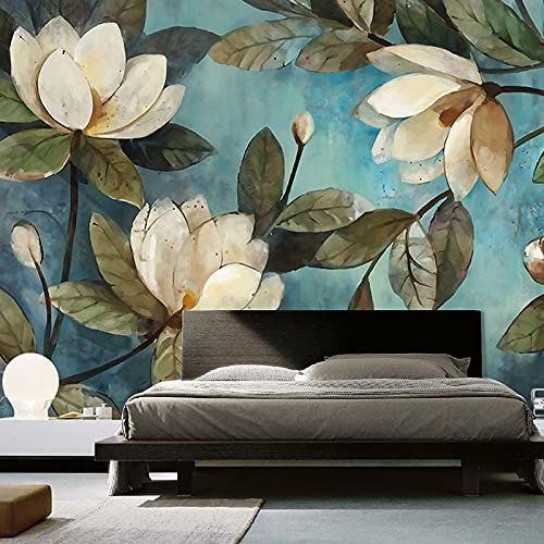 HDHGKYY Mural 3d papel tapiz retro pintura flor retro sala de estar TV Fondo papel tapiz porche dormitorio tela de seda revestimiento de paredes