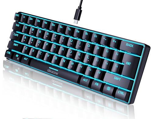 abucow Gaming Keyboard Minimalist Portable Wired Ultra-Compact Mini Imitation 61 Keys RGB Backlit Keyboard (Black)