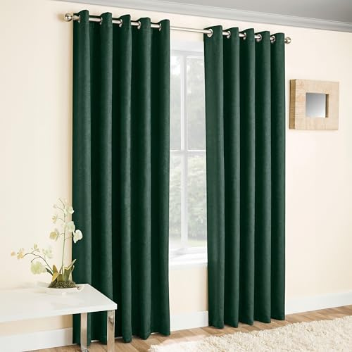 Enhanced Living Vogue Green 90 x 54 inch (229x137cm) Eyelet Thermal Noise Reducing Dim Out Curtains for Bedroom and Living Room