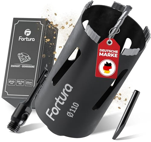 Fortura Foret à carotter Ø 32 à 162 mm / longueur 200 mm / SDS Plus / foret / couronne de forage diamantée / couronne de forage diamantée / prise de courant / foret à carotter / diamant (Ø110 x 200 mm
