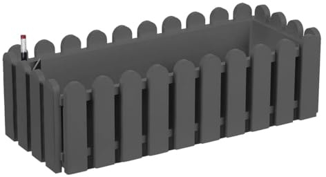 Ondis24 Blumenkasten Landhaus Balkonkasten Kasten Pflanzkübel, aus recyceltem Kunststoff, witterungsbeständig, inkl. Wasserspeicher (Granit, 50 cm)