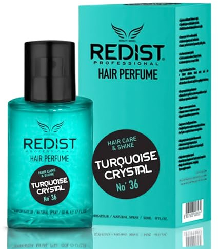 Redist Hair Perfume 50ml – Miracle, Turquoise Crystal, Sweet Spice, Love Garden, Pink Sugar | Long-Lasting Hair Mist with Shine, Odour Neutraliser & Nourishing Care (Turquoise)