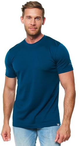 Merino.tech Camiseta Lana Merino Manga Corta Hombre - Camiseta Trekking Hombre Lana Merino Capa Base Ligera (Medium, Deep Teal)